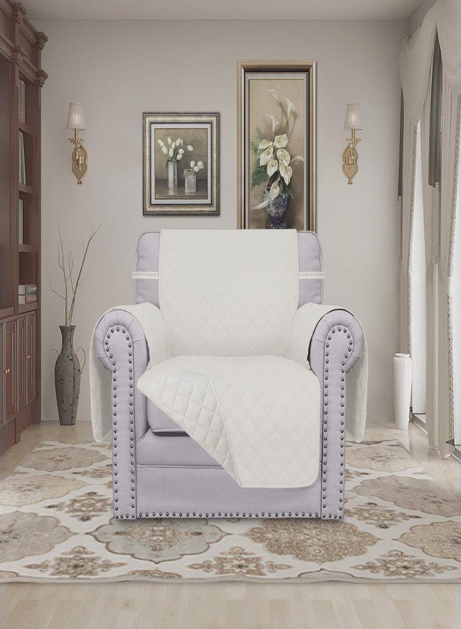 إيزي-جوينج غطاء أريكة سهل الاستخدام، غطاء أريكة قابل للعكس، غطاء أريكة مقاوم للماء، غطاء حماية للأثاث مع أشرطة مطاطية للحيوانات الأليفة والأطفال والكلاب والقطط (كرسي، عاجي/عاجي) - Image 2